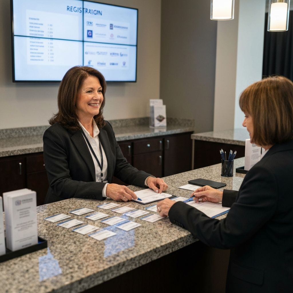 Corporate event registration desk